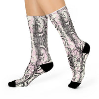 Stylish Snake Print Cushioned Crew Socks - Perfect for Everyday Comfort