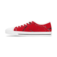 Bold Red Women&#039;s Low Top Sneakers - Stylish & Unique Casual Footwear