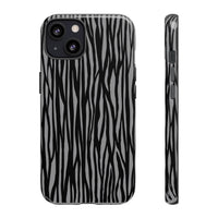 Stylish Tough Phone Case - Black and Gray Striped Design