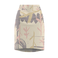 Chic Women's Pencil Skirt with Abstract Floral Design