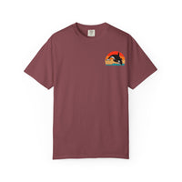Whale Sunset Graphic T-Shirt - Unisex Garment-Dyed Tee for Ocean Lovers