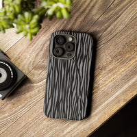 Stylish Tough Phone Case - Black and Gray Striped Design
