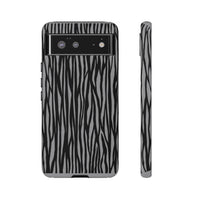 Stylish Tough Phone Case - Black and Gray Striped Design