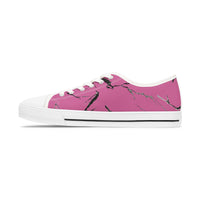 Stylish Pink Marble Low Top Sneakers for Women - Trendy Casual Footwear