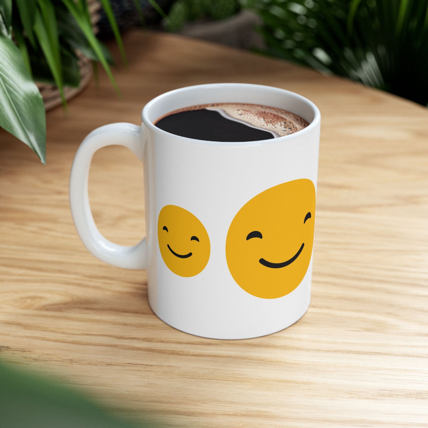 Cheerful Smiley Face Ceramic Mug - 11oz & 15oz for Coffee Lovers