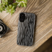 Stylish Tough Phone Case - Black and Gray Striped Design