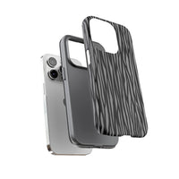 Stylish Tough Phone Case - Black and Gray Striped Design
