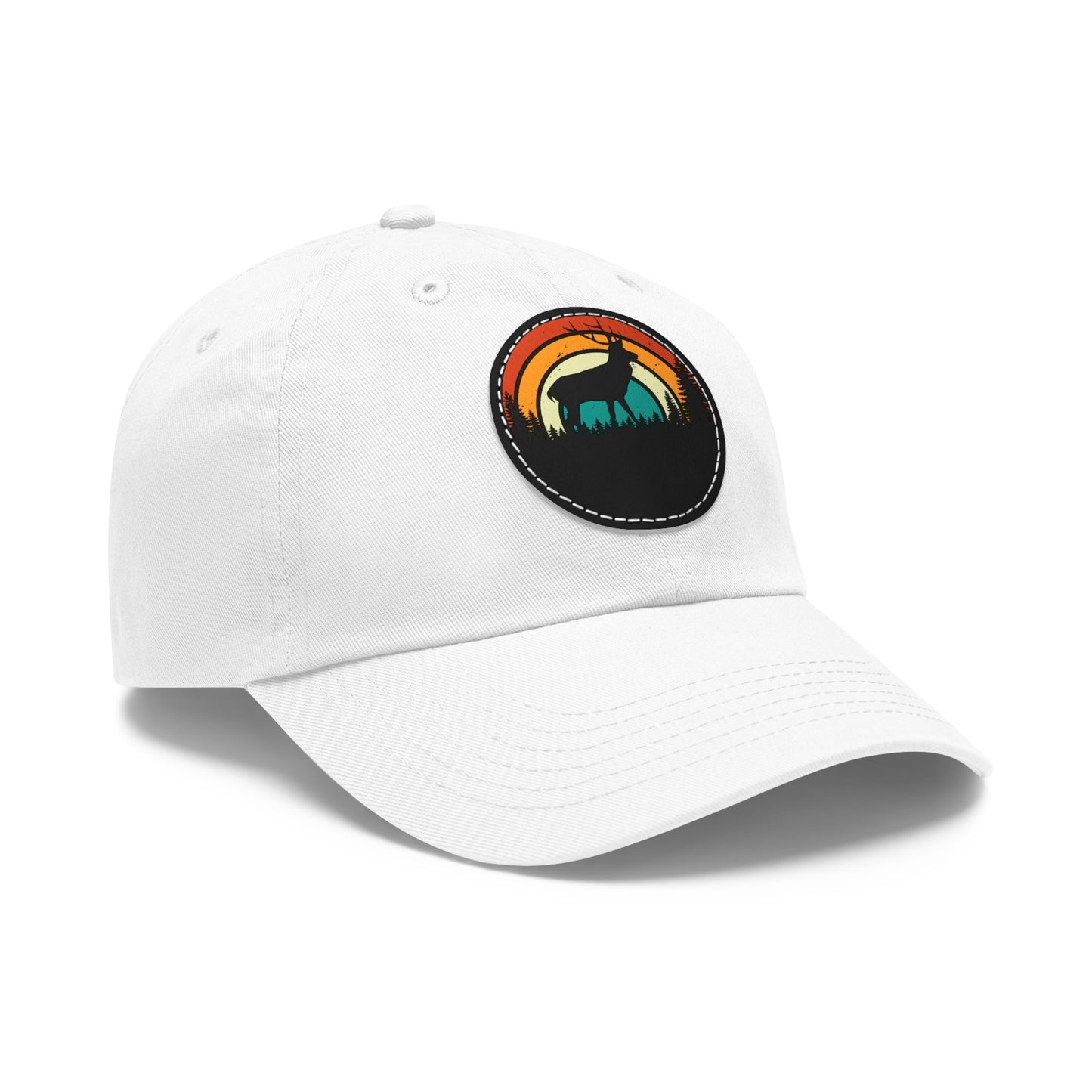 Stylish Dad Hat with Leather Patch - Retro Deer Design