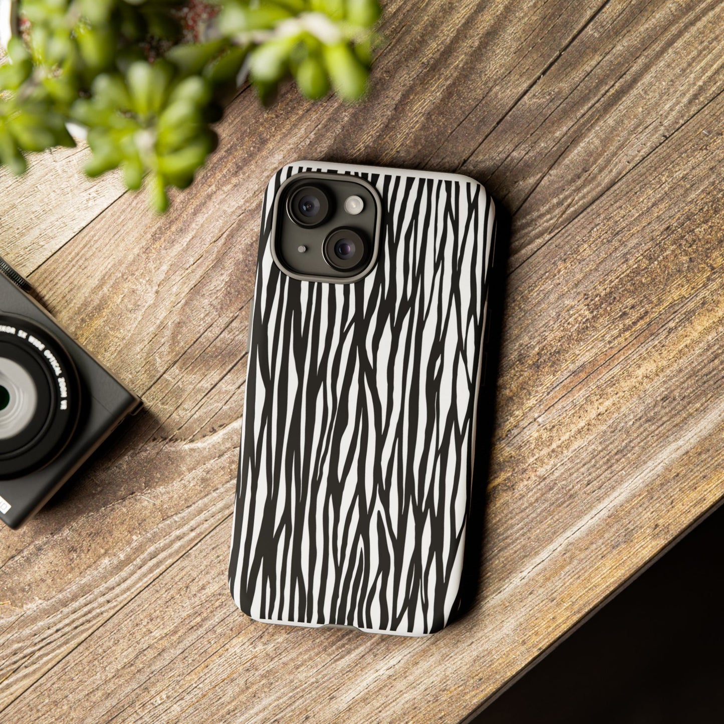 Tough Cases: Stylish Black and White Zebra Print Phone Case
