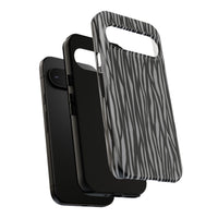 Stylish Tough Phone Case - Black and Gray Striped Design
