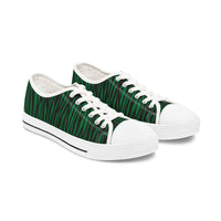 Stylish Green Striped Low Top Sneakers for Women