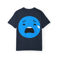 Unisex Garment-Dyed T-Shirt with Sad Emoji Design