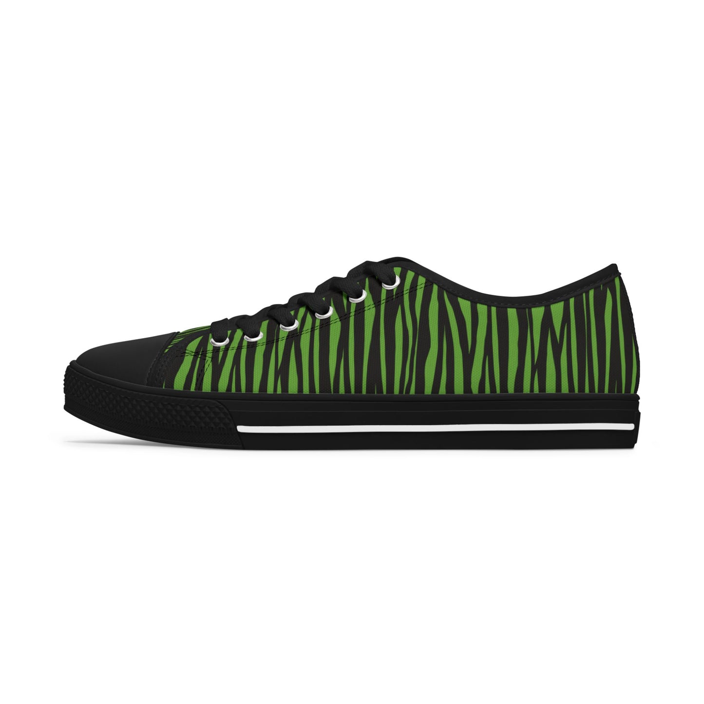 Eco-Friendly Green Zebra Print Low Top Sneakers for Women