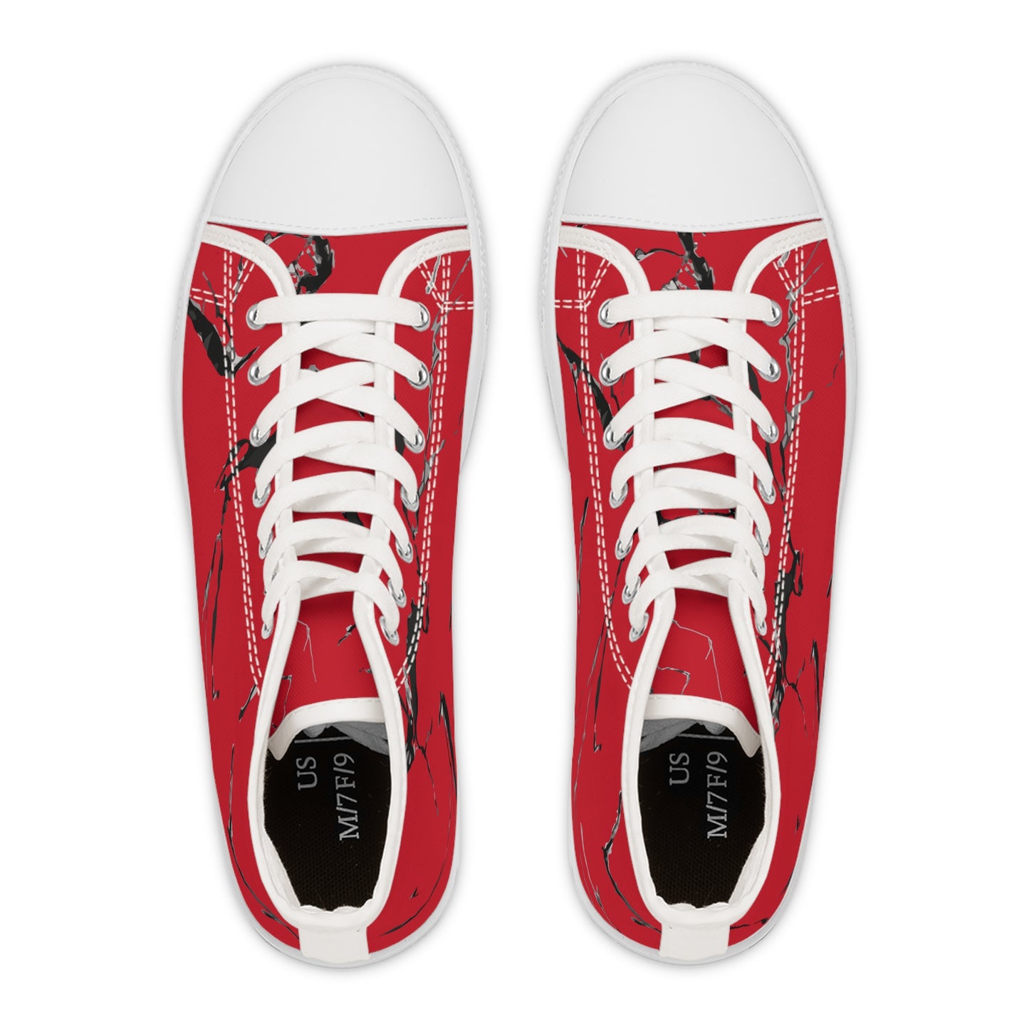 Stylish High Top Sneakers for Women - Red Artistic Design