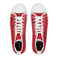 Stylish High Top Sneakers for Women - Red Artistic Design