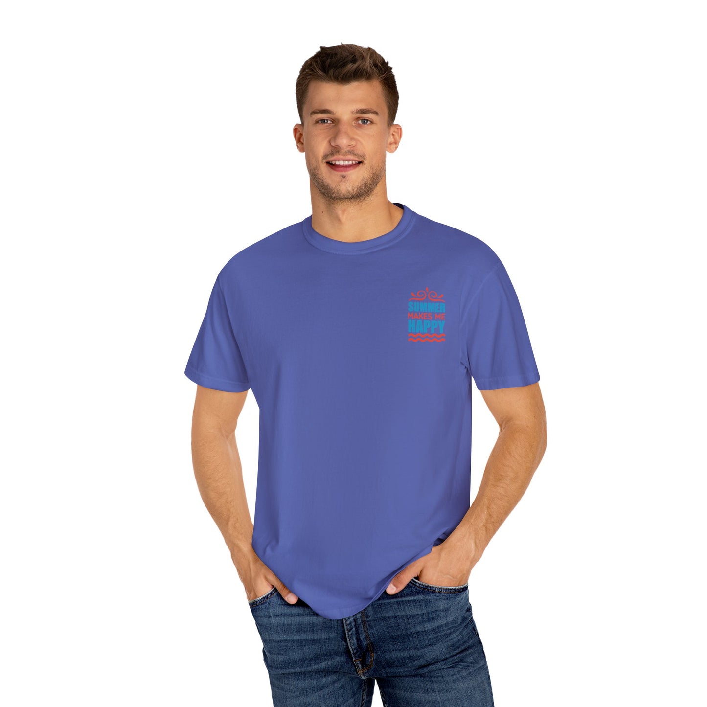 Summer Makes Me Happy T-Shirt, Unisex Summer Tee, Beach Vibes Shirt, Gift for Sun Lovers, Vacation Wear, Relaxed Fit Top