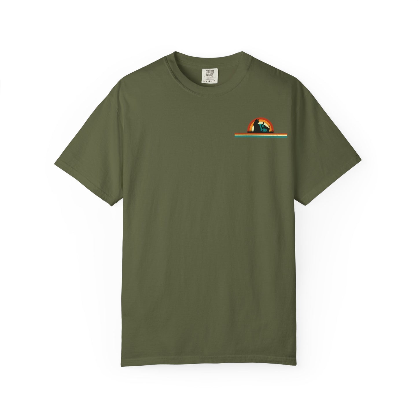 Unisex Cat & Dog Sunset Graphic T-Shirt - Casual Animal Lover Tee