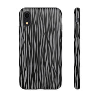 Stylish Tough Phone Case - Black and Gray Striped Design