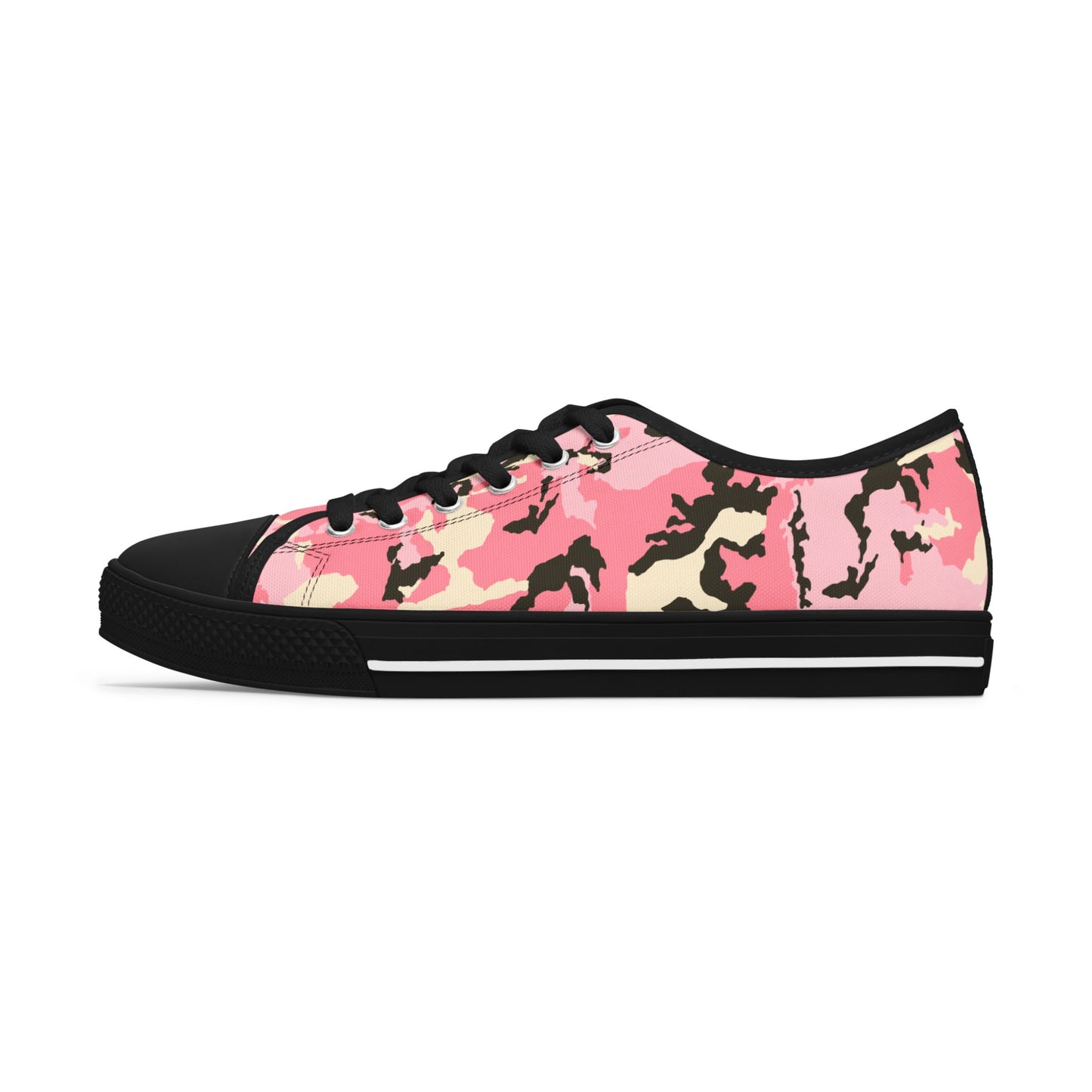 Feminine Pink Camo Low Top Sneakers - Stylish & Trendy Women's Casual Footwear