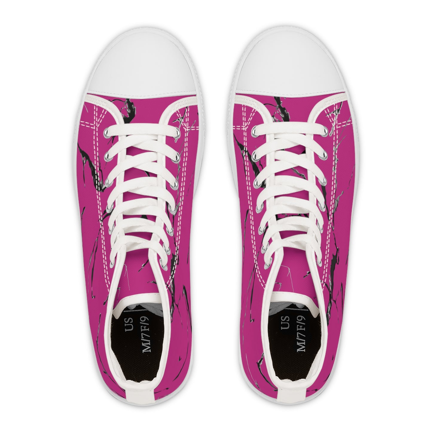 Stylish Women's High Top Sneakers with Pink Marble Design