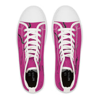Stylish Women's High Top Sneakers with Pink Marble Design