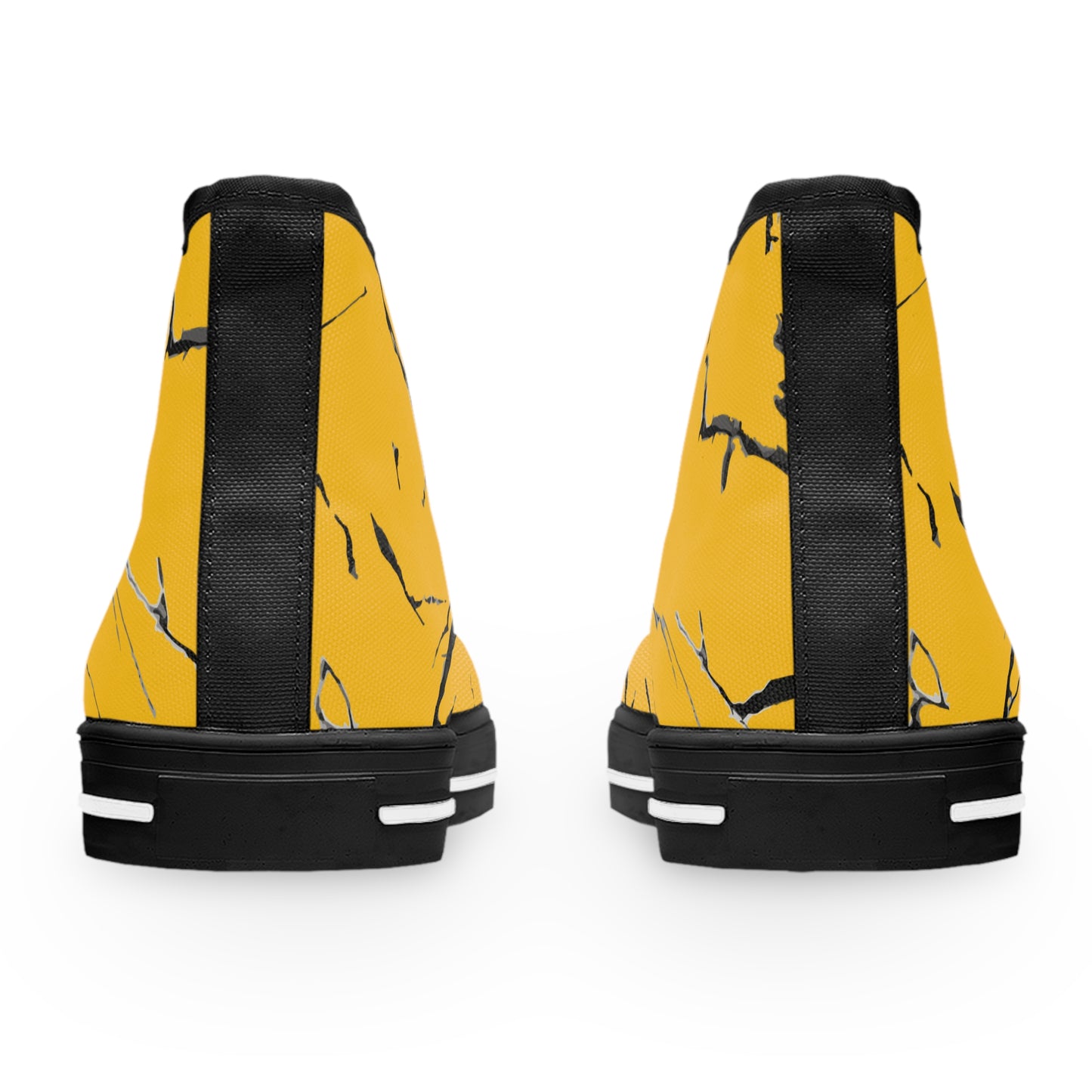 Stylish Yellow High Top Sneakers with Unique Marble Design
