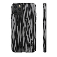Stylish Tough Phone Case - Black and Gray Striped Design