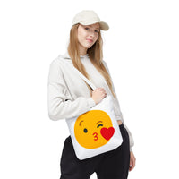Emoji Kiss Tote Bag, Cute Gift for Friends, Love & Friendship, Reusable Shopping, Fun Casual Bag, Holiday Gifts
