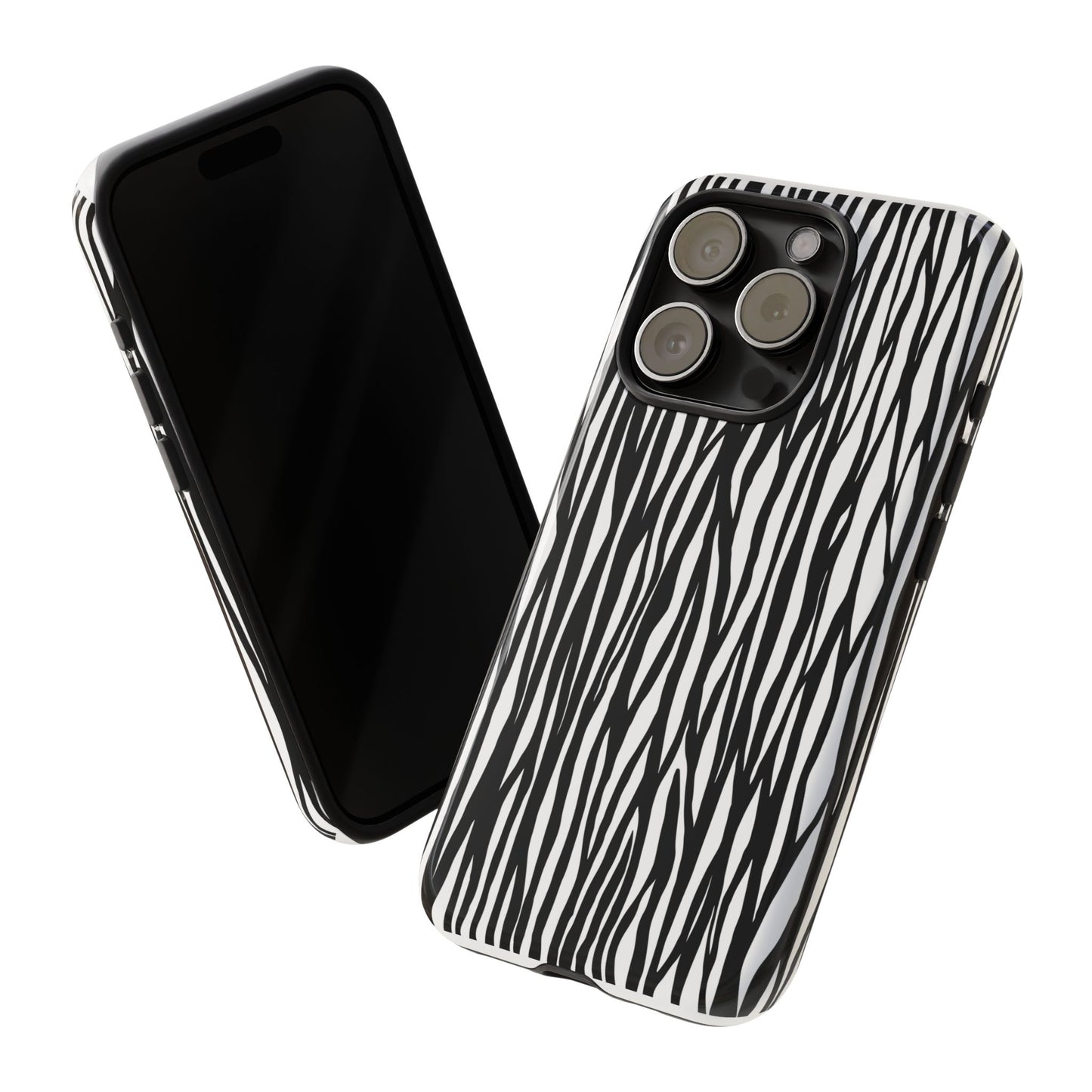Tough Cases: Stylish Black and White Zebra Print Phone Case