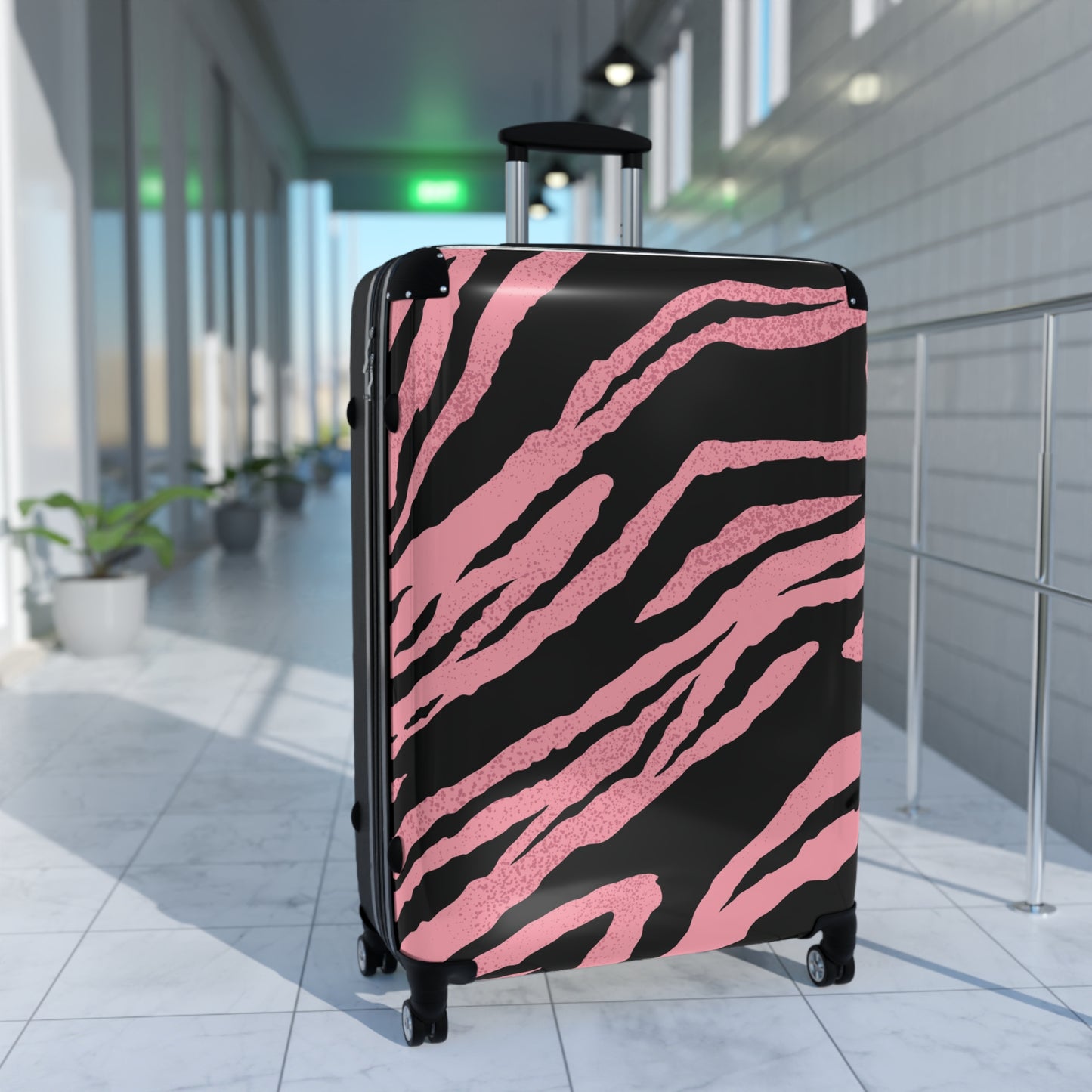 Wild Pink Zebra Pattern Suitcase – Stylish Travel Luggage for Fashion-Forward Adventurers
