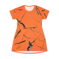 Vibrant Marble Print T-Shirt Dress, Casual Summer Dress, Trendy Lounge Wear, Perfect Gift for Her, Fashionable Everyday Wear