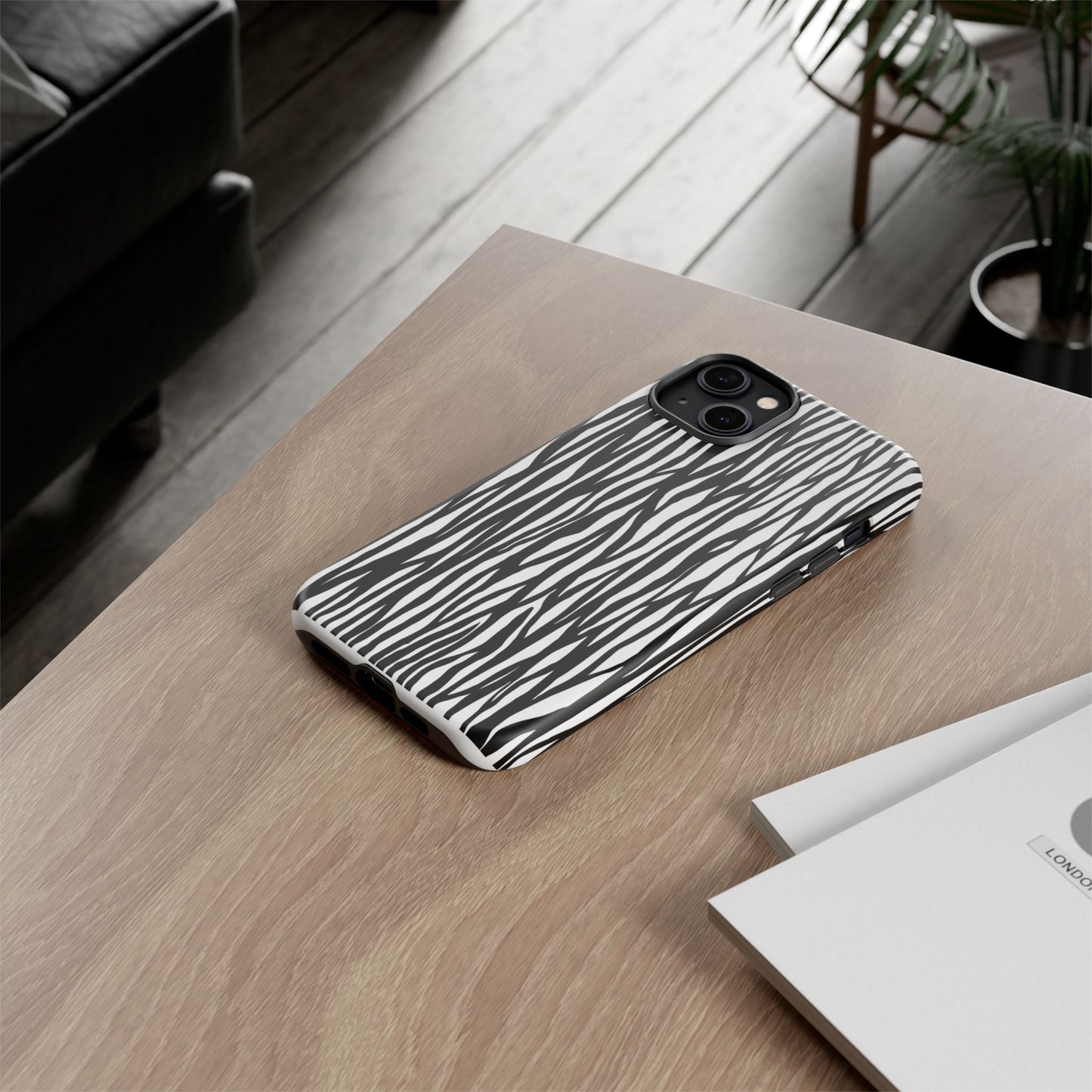 Tough Cases: Stylish Black and White Zebra Print Phone Case