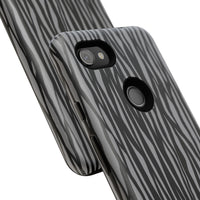 Stylish Tough Phone Case - Black and Gray Striped Design