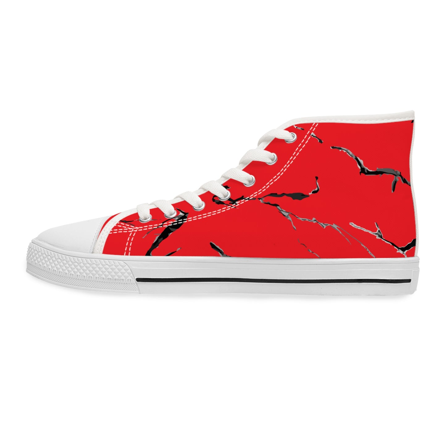 Stylish Women's High Top Sneakers - Red Marble Design