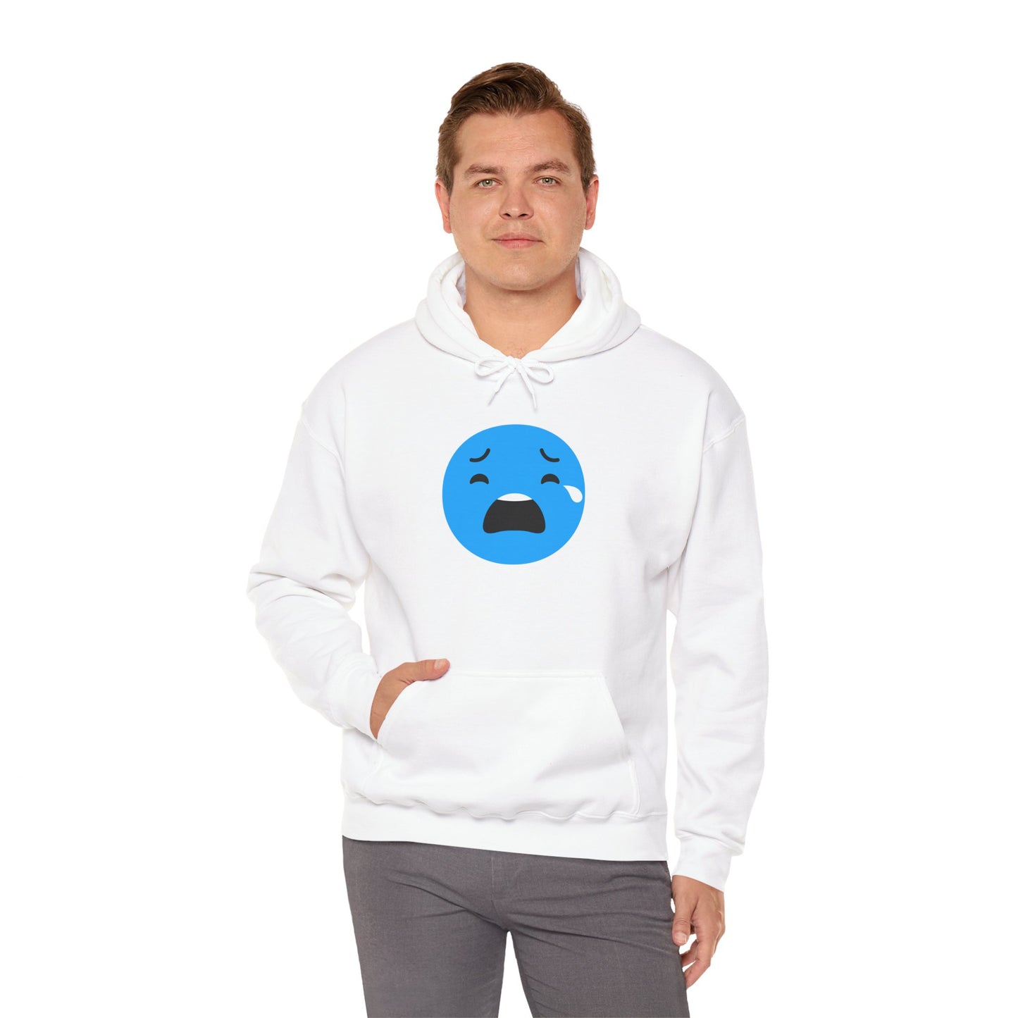 Emotional Expression Hoodie - Unisex Heavy Blend with Sad Face Design