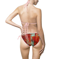 Artistic Red Abstract Women's Bikini Swimsuit