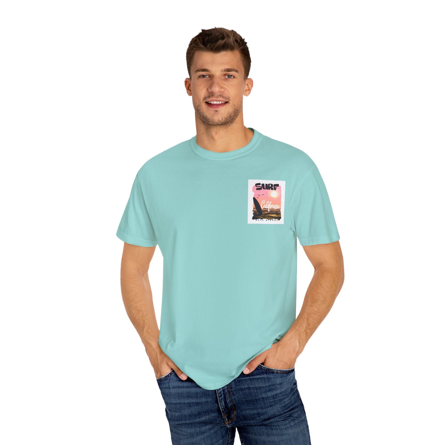 California Surf Graphic Tee - Unisex Garment-Dyed T-Shirt for Beach Lovers, Summer Vibes, Gift for Surfers, Casual Wear,