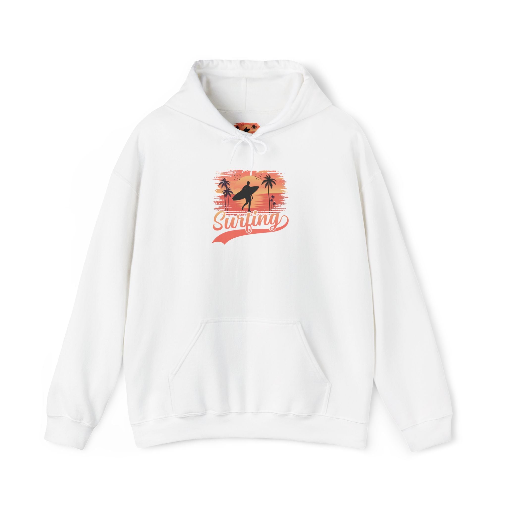 Surfing Vibes Hooded Sweatshirt, Beachwear, Gift for Surfers, Summer Fashion, Casual Wear, Coastal Style
