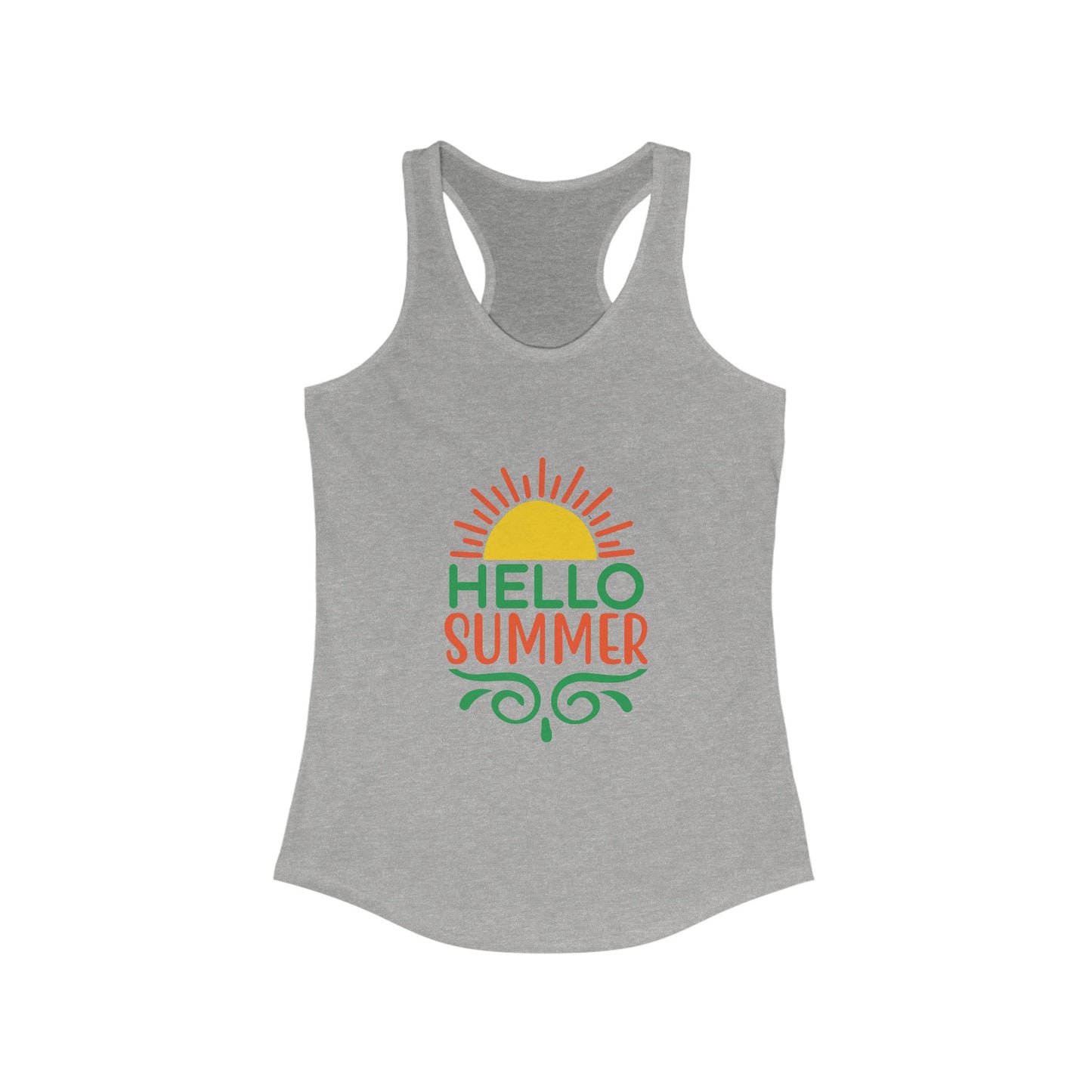 Hello Summer Women's Racerback Tank Top, Summer Vibes, Beachwear, Pool Party, Gift for Her, Vacation Style