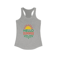 Hello Summer Women's Racerback Tank Top, Summer Vibes, Beachwear, Pool Party, Gift for Her, Vacation Style