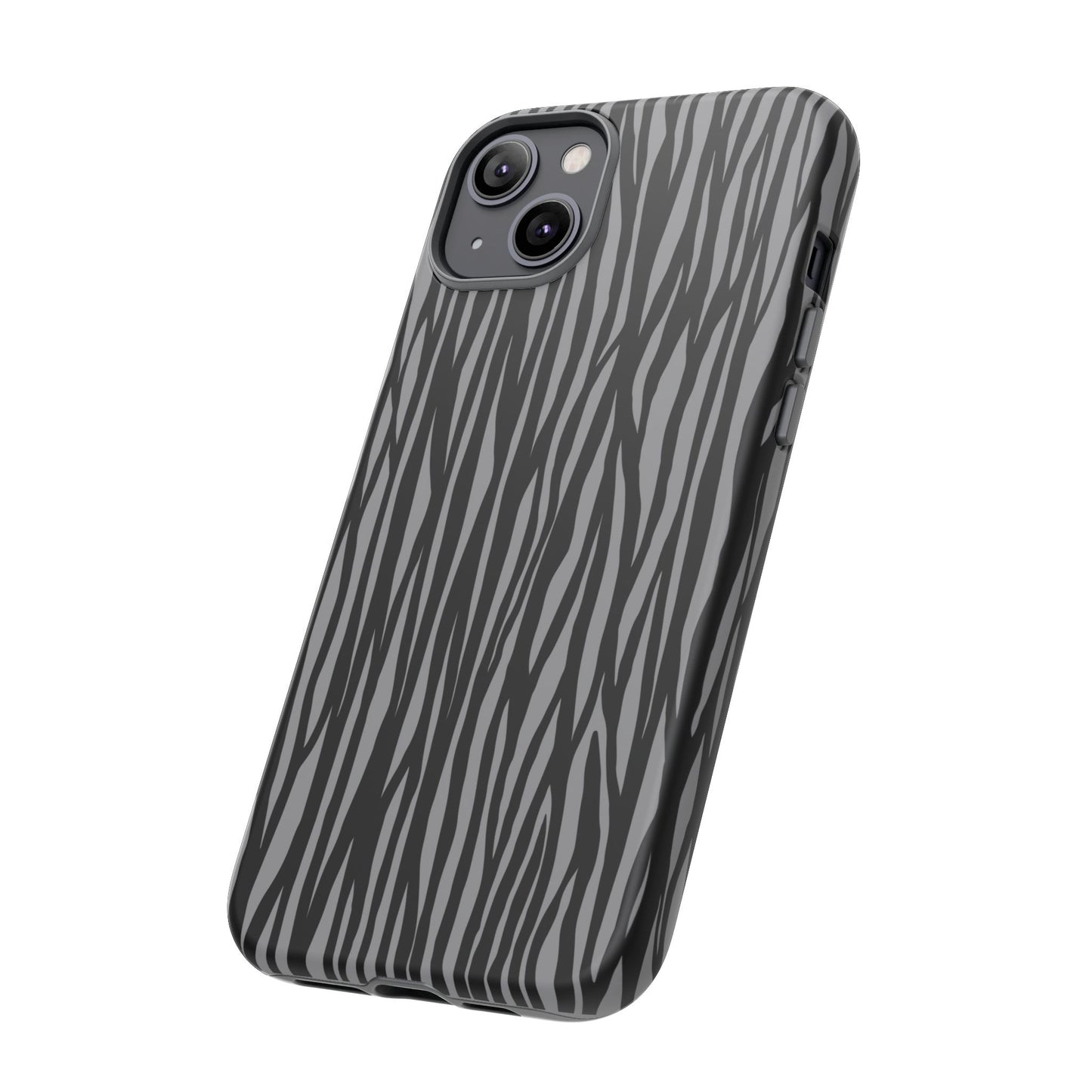 Stylish Tough Phone Case - Black and Gray Striped Design