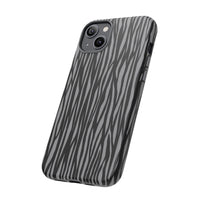 Stylish Tough Phone Case - Black and Gray Striped Design