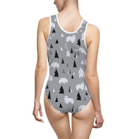 Stylish Polar Bear One-Piece Swimsuit for Women