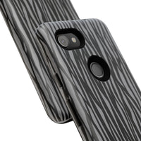 Stylish Tough Phone Case - Black and Gray Striped Design