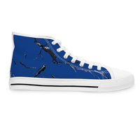 Stylish High Top Sneakers with Artistic Blue Design