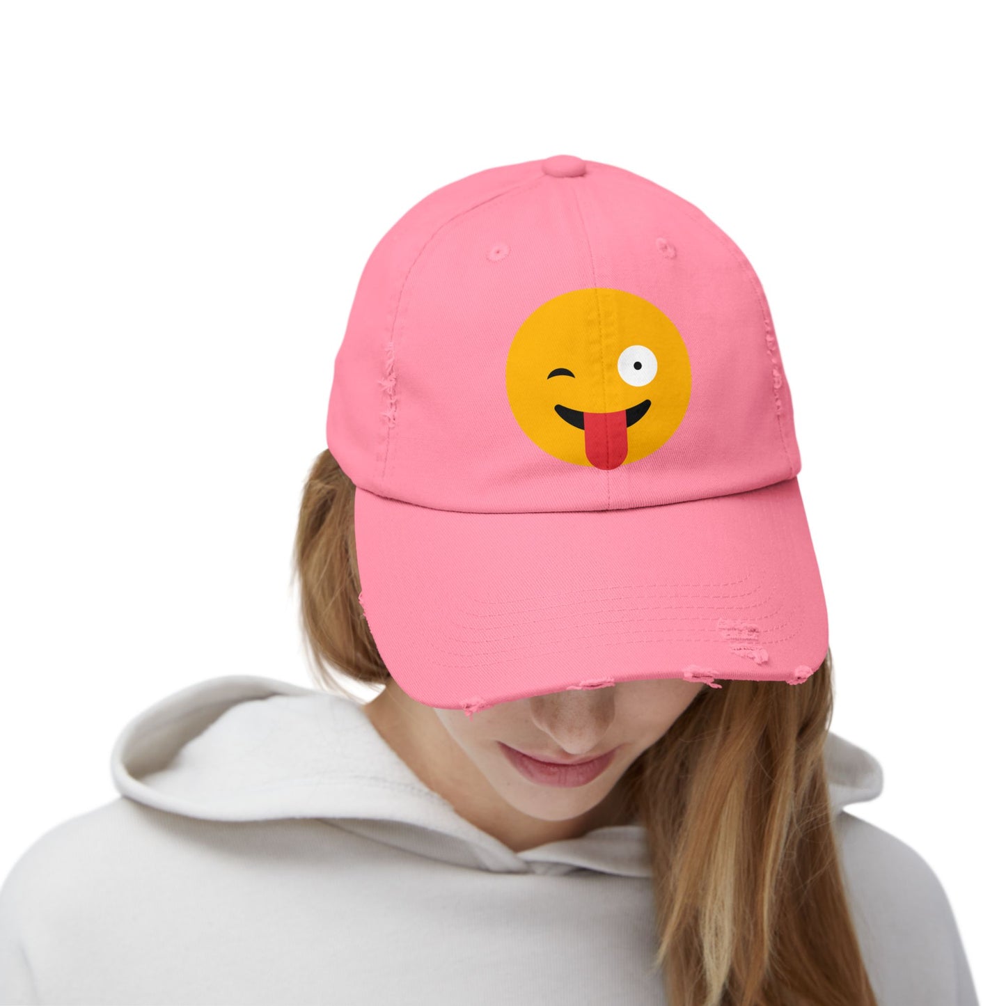 Funny Emoji Distressed Cap for Casual Wear
