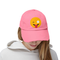 Funny Emoji Distressed Cap for Casual Wear