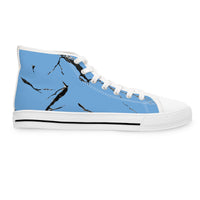 Stylish Women's High Top Sneakers with Elegant Blue Marble Design