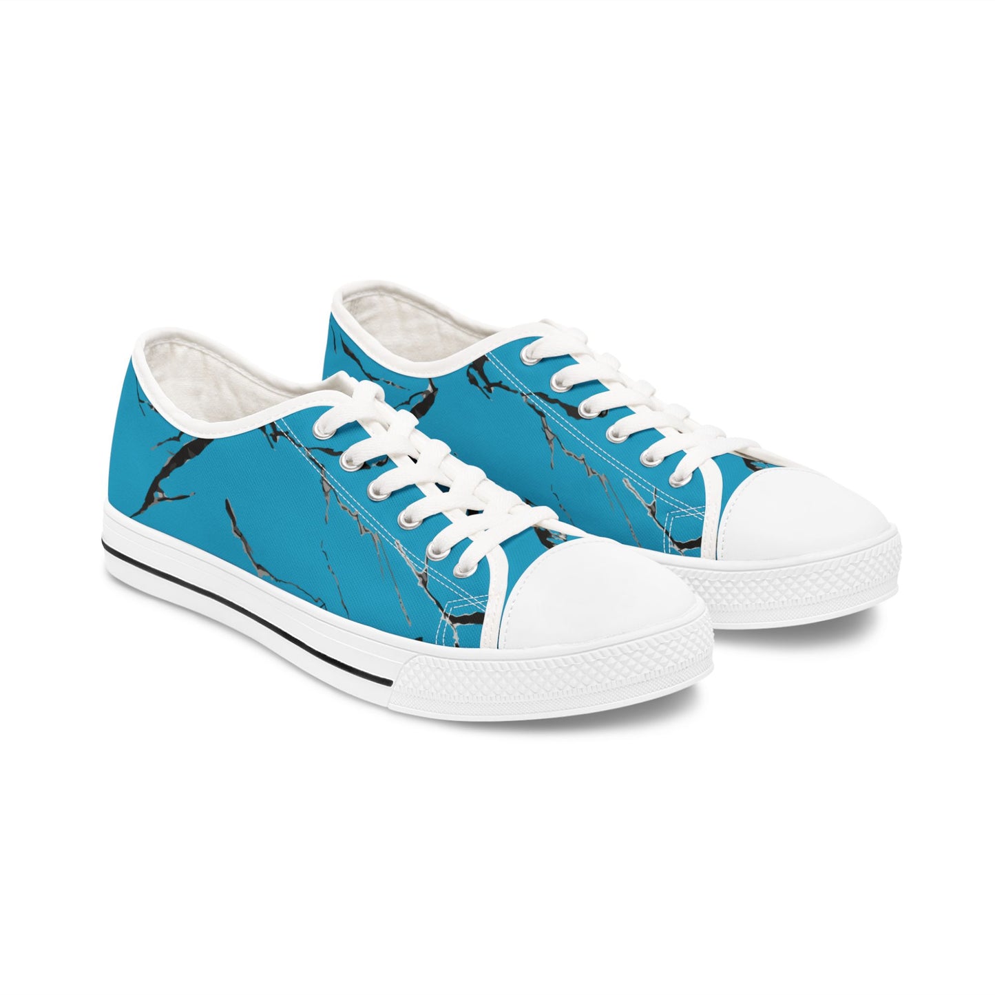 Stylish Women's Low Top Sneakers with Blue Abstract Design