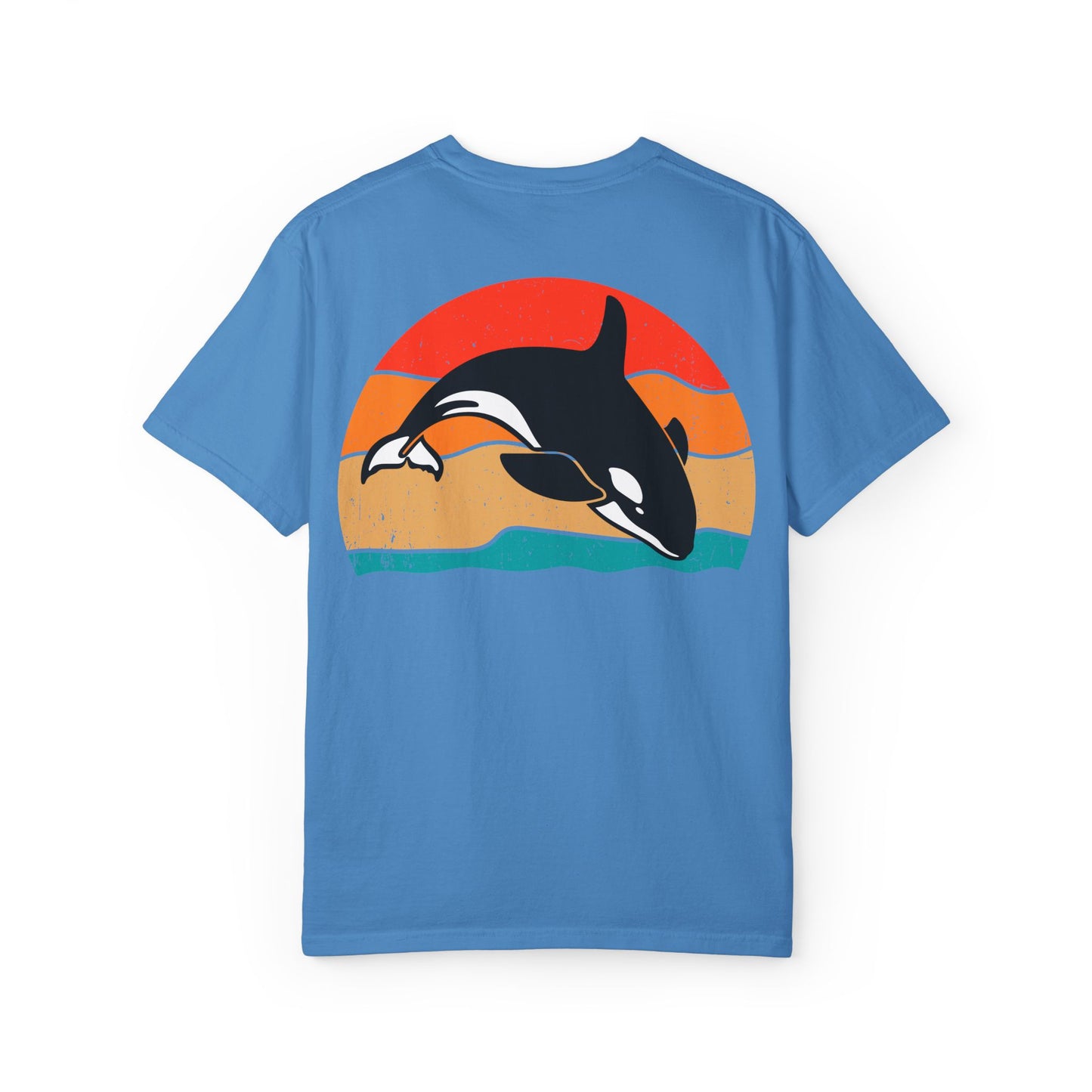 Whale Sunset Graphic T-Shirt - Unisex Garment-Dyed Tee for Ocean Lovers